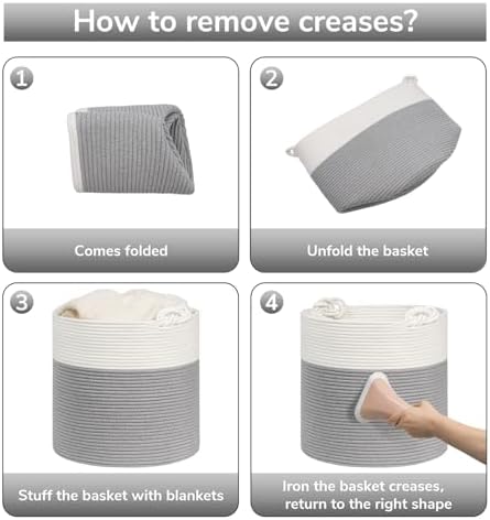 Goodpick Cotton Rope Storage Basket for Baby Grey