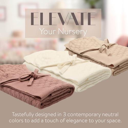 Peluche Pointelle Knit Swaddling Blanket with Bonnet - Tan