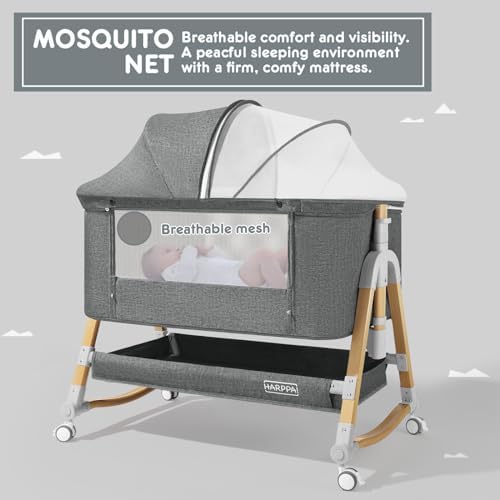 HARPPA 3 in 1 Cuddly Bassinet with Mattress and Wheels