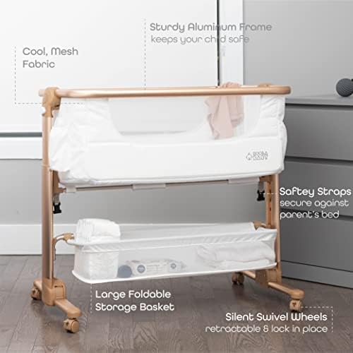 KoolerThings Bedside Bassinet with Storage Portable Crib for Newborn