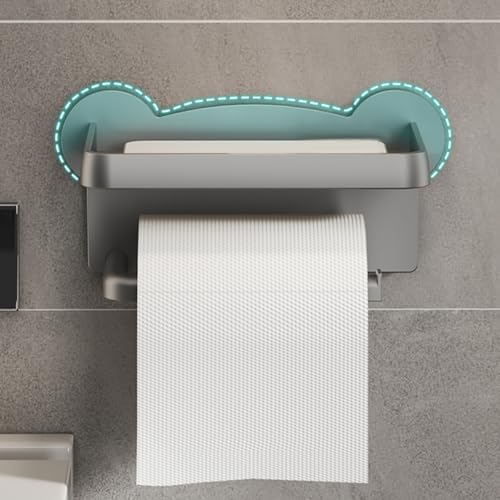 HOMSFOU Grey Toilet Paper Holder Wall Mount Organizer