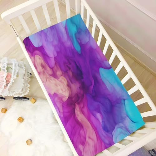 Wassud Abstract Tie-dye Crib Sheets Pack and Play Fitted 27x39 Inches