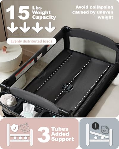 AirClub 4 in 1 Baby Bassinet Bedside Sleeper with Wheels Brakes
