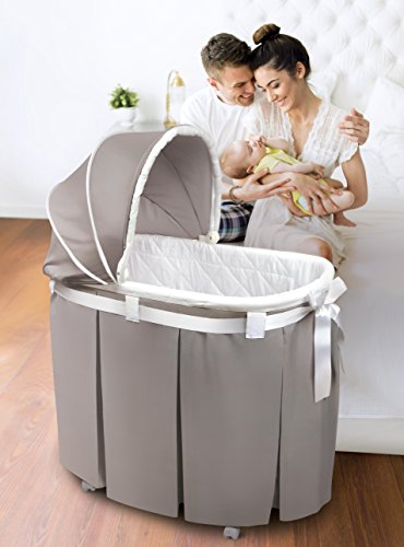 Badger Basket Wishes Rocking Bassinet with Storage and Bedding - Gray