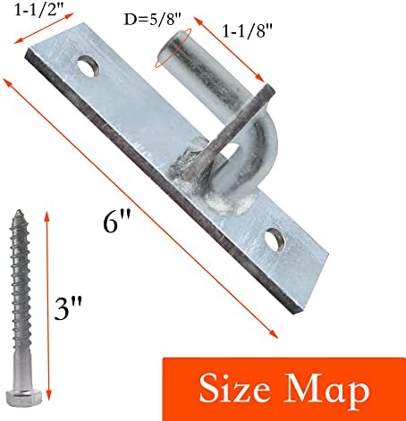 Jikacok Wall Mount Gate Hinge 2 Pack Sturdy Steel Hinges