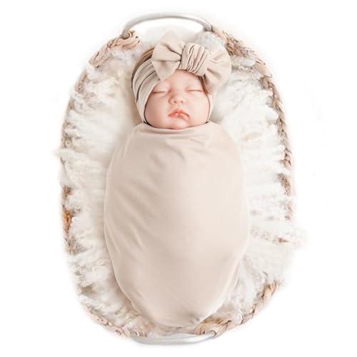 Konssy Baby Swaddle Blanket with Headband Set