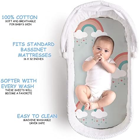 JumpOff Jo 2-Pack Hypoallergenic Fitted Bassinet Sheets
