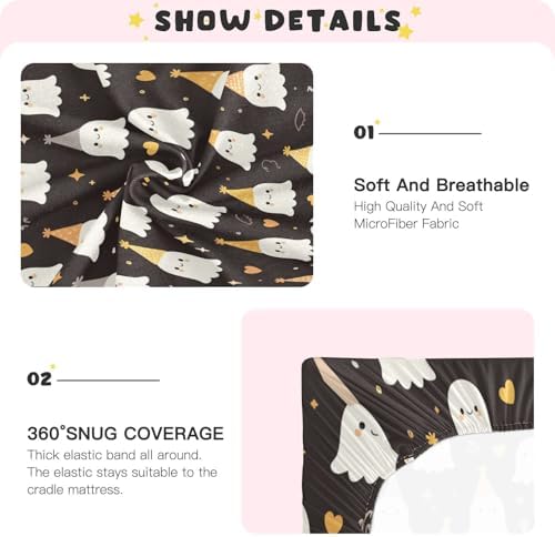 FUGIDOG Halloween Boo Crib Sheet Soft Breathable