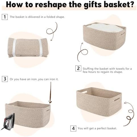 OIAHOMY Woven Rope Storage Baskets 2-Pack Brown