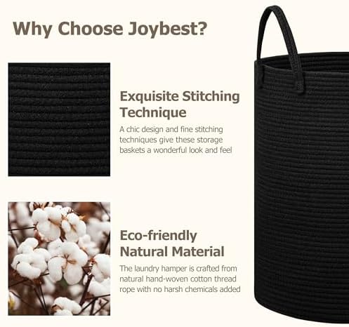 Joybest 72L Woven Laundry Basket - Black