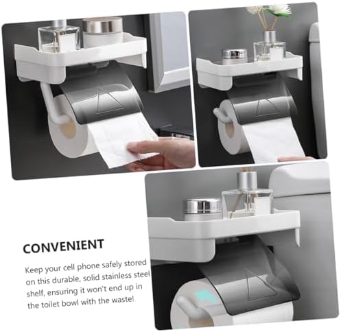 HOLIDYOYO Toilet Paper Holder with Storage Shelf and Punch Design