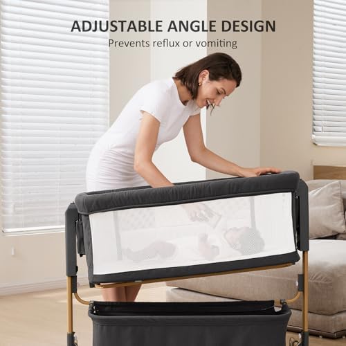 LovliTod 3 in 1 Bedside Bassinet with 6 Height Adjustments
