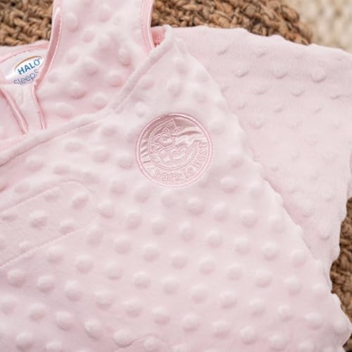 HALO Plush Dot Velboa Swaddle TOG 30 3-Way Adjustable Pink Small