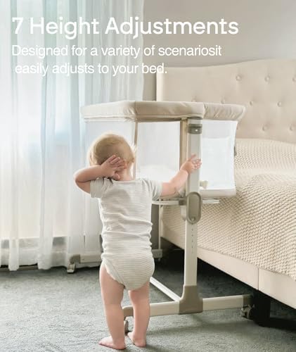 Fodoss Baby Bassinet with Wheels and 7 Height Adjustments