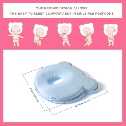 Memory Foam Baby Pillow for Newborns with Flat Head Prevention