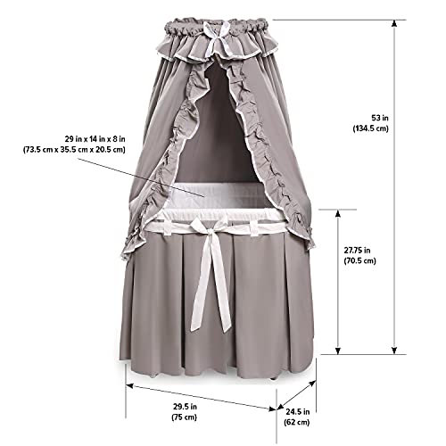 Badger Basket Majesty Canopy Bassinet with Storage Rocking Cradle Bed Oval GrayWhite