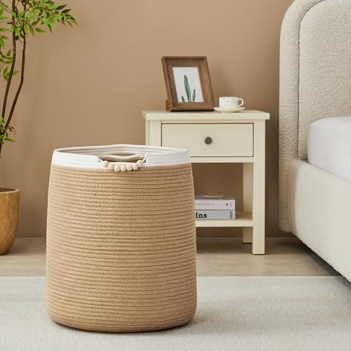 65L Jute Laundry Hamper with Handles 1