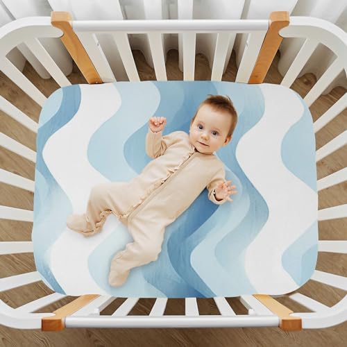 Wassud Navy Blue Crib Sheets Set for Boys Girls 1