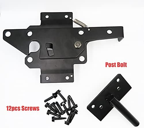Heavy Duty Black Steel Fence Gate Latch with Self-Locking