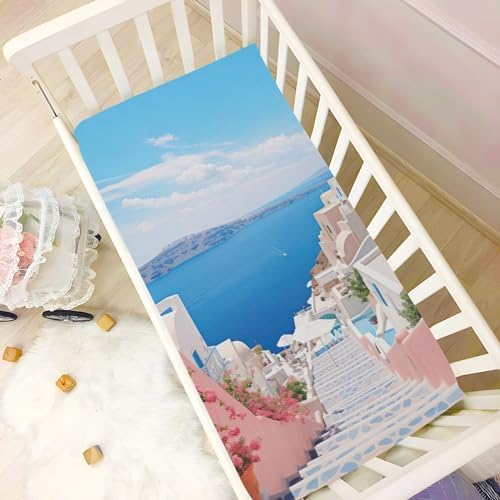 Stairs to The Sea Crib Sheets for Boys Girls