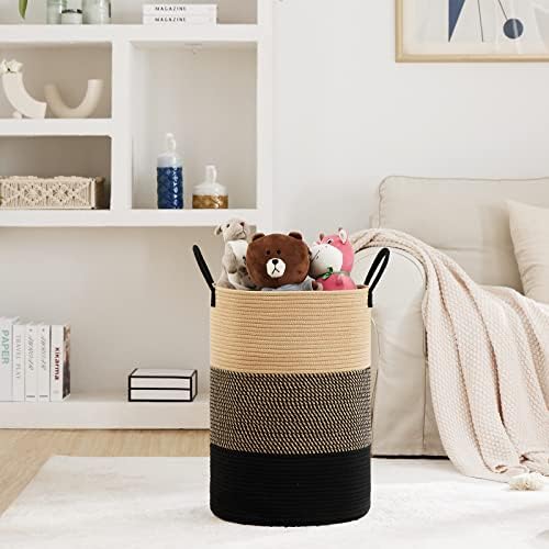 Fionas Magic 100L Woven Laundry Hamper Basket Brown Black