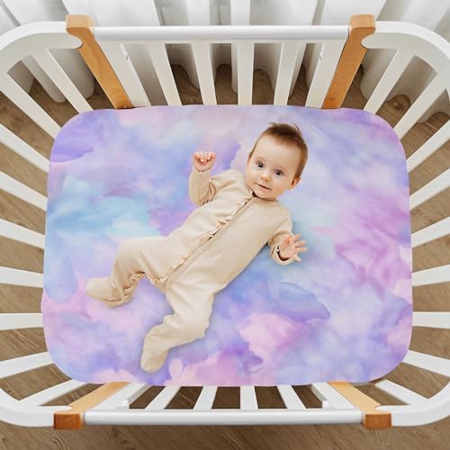 Wassud Lavender Tie Dye Crib Sheets for Boys Girls