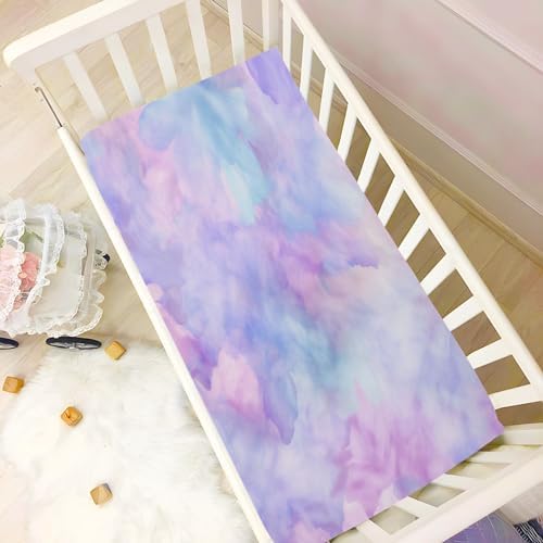 Wassud Lavender Tie Dye Crib Sheets for Boys Girls