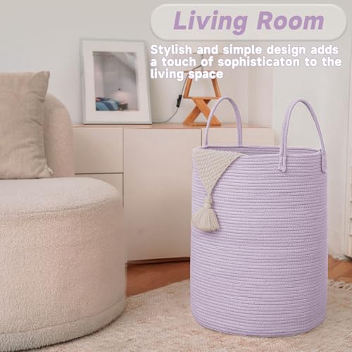 JMvicyroam Large Woven Cotton Rope Hamper 60L Purple