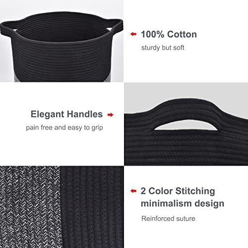 BOSROTY Large Laundry Hamper for Kids 72L Black Gray