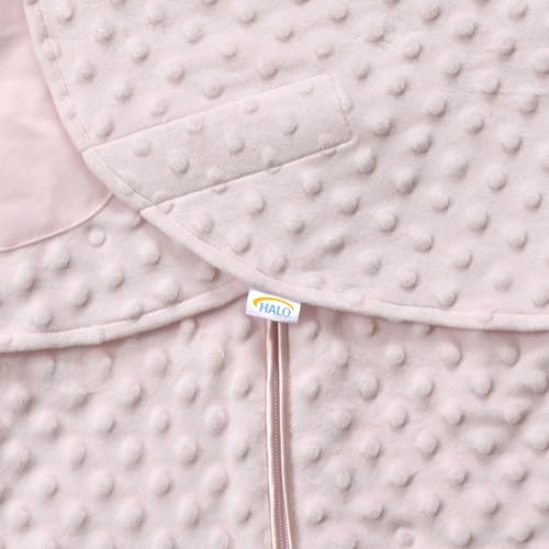 HALO Plush Dot Velboa Swaddle TOG 30 3-Way Adjustable Pink Small