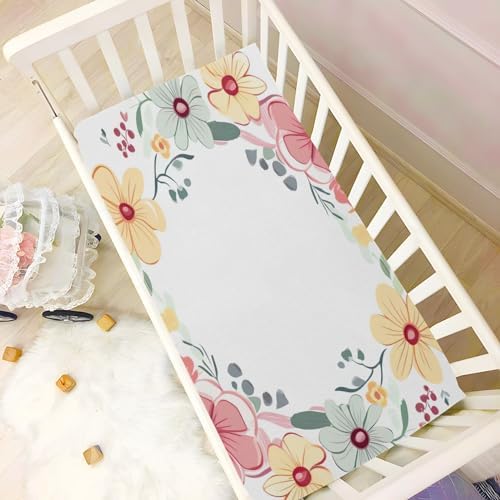Wassud Flower Pattern Crib Sheets for Boys Girls