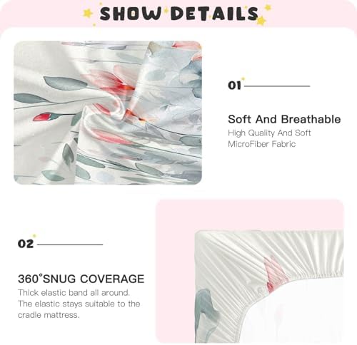 Wassud Watercolor Floral Crib Sheets Set