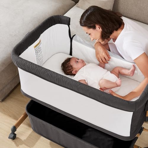 LovliTod 3 in 1 Bedside Bassinet with 6 Height Adjustments