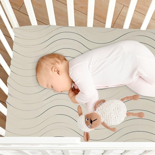 Wassud Monochromatic Stripe Crib Sheets for Boys Girls
