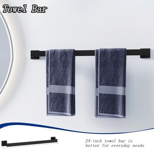10-Piece Matte Black Towel Bar Set for Bathroom 1