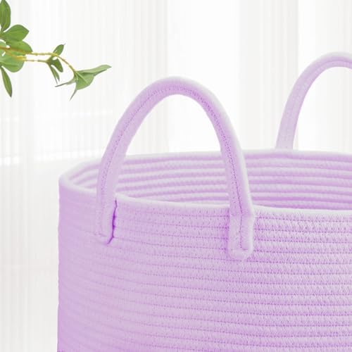 BOSROTY 16x20 Purple Cotton Rope Laundry Hamper