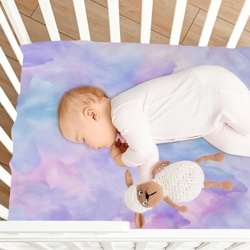 Wassud Lavender Tie Dye Crib Sheets for Boys Girls