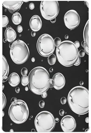 Wassud White Bubbles Crib Sheets Pack and Play Fitted 27x39 Inches