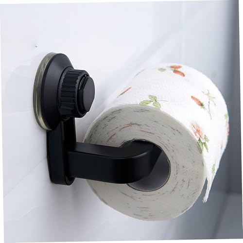 Nirelief Suction Cup Toilet Paper Holder Wall-Mounted Rustproof ABS Black