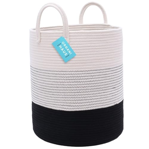 OrganiHaus Woven Cotton Rope Storage Basket 15x18