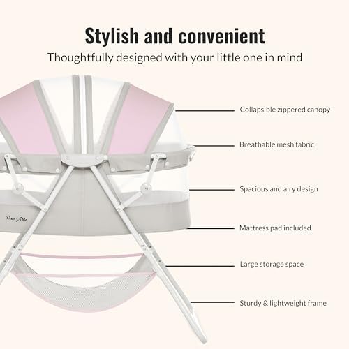 Dream On Me Karley Bassinet Grey and Pink
