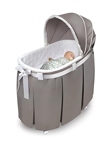 Badger Basket Wishes Rocking Bassinet with Storage and Bedding - Gray