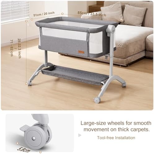 Taylengrow Bassinet Bedside Sleeper - All-Mesh Portable Design