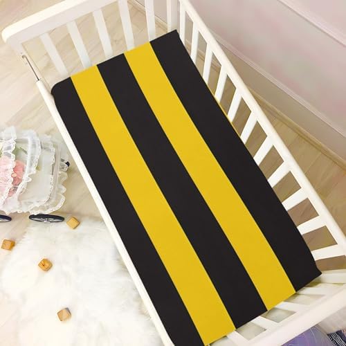 JIPONI Bees Stripe Soft Crib Sheet - Pack Play Fitted Sheet