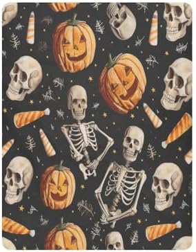 FUGIDOG Halloween Skeleton Crib Sheet for Baby