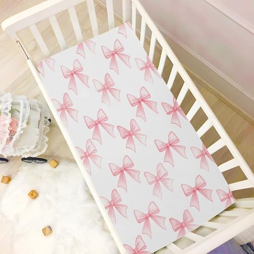 Pink Ribbon Bow Crib Sheets Pack N Play Set