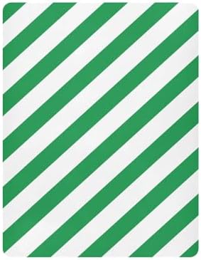 KICPOAY Stretchy Crib Sheets Green White Diagonal Lines