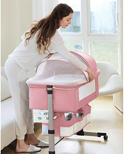 Ihoming Baby Bassinet Bedside Sleeper with Storage Pink