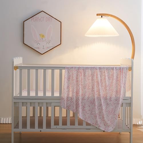 Viviland Jersey Swaddle Blanket 40x30 Inches 2 Pcs Pink Leaf