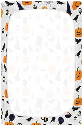 FUGIDOG Halloween Pumpkin Crib Sheets Soft Breathable